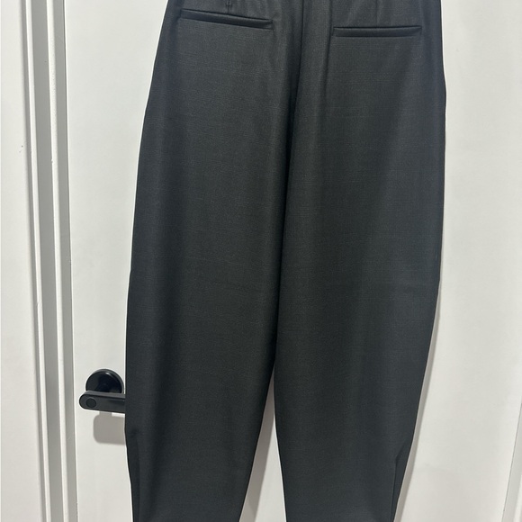 ZARA DARK GRAY PLAID TROUSERS WITH TAPERED HEM - Picture 6 of 8